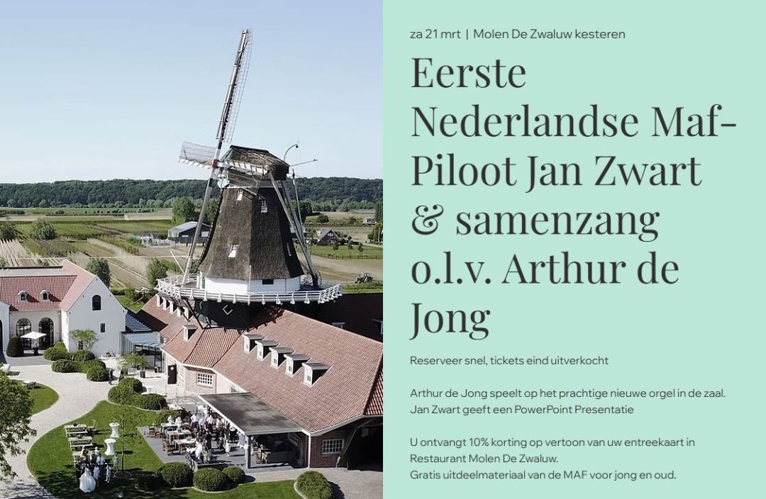 Afbeelding bij Piloot Jan Zwart MAF & Samenzang Arthur de Jong